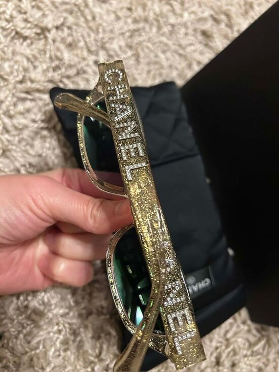 CHANEL Gold Glitter Sparkle Sunglasses 71280 main image 4